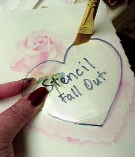 Painting Valentines using a stencil