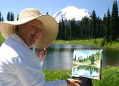 Susie Short painting at Mt Rainier
