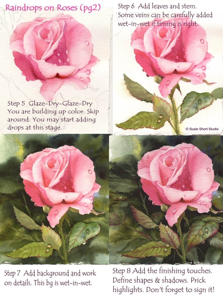 Painting Raindrops on Roses in Watercolor with Susie Short pt 2